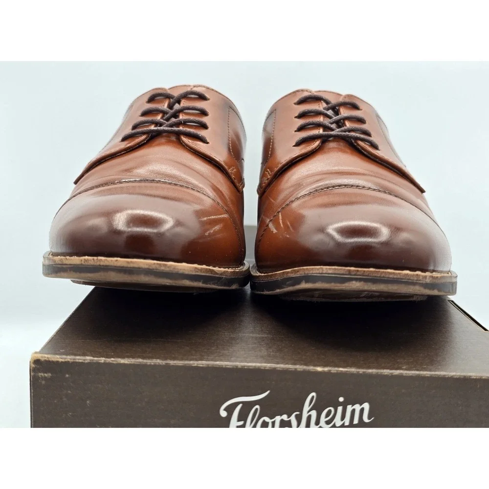 Florsheim Rucci Cap Toe Ox Jr Boys' Toddler-Youth Oxford Cognac Sz 5.5 M